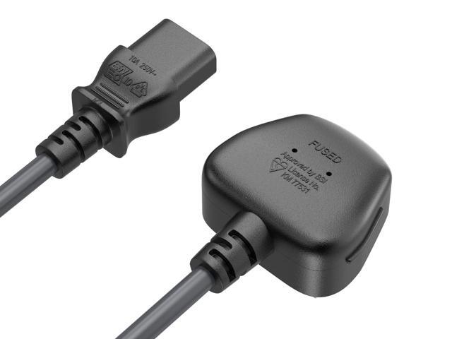 cable leader 6ft 18 awg england power cord, with fuse (iec-320-c13 to uk plug bs1363)