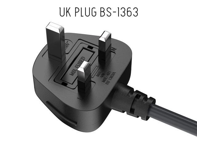 CableLeader 10ft IEC320 C13 to BS1363 England UK Power Cord with Fuse 18AWG 13A/250V, Heavy-Duty for PCs, Monitors, Scanners, Printers, Britain 3...