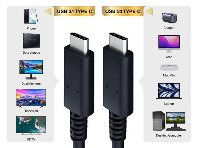 Cable Leader 6.5 ft USB 3.1 Gen 2 USB C Male to USB C Male Cable 10G 3A, for Galaxy S24/S23/S22 Ultra, Switch, Pixel