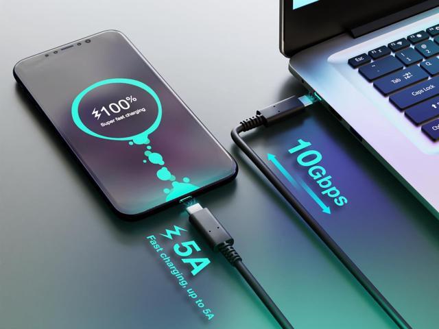 Cable Leader 6.5 ft USB 3.1 Gen 2 USB C Male to USB C Male Cable 10G 3A, for Galaxy S24/S23/S22 Ultra, Switch, Pixel