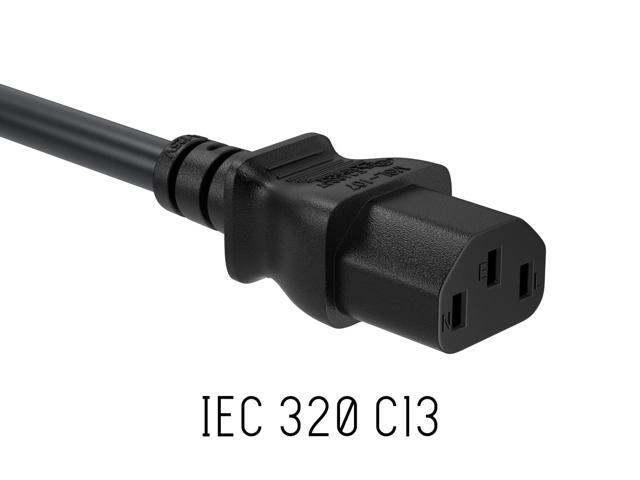 CableLeader 6ft 16 AWG Universal Power Cord IEC320 C13 to NEMA 5-15P, Extension Power Cord, Compatible with Computers, Monitors, Printers & TVs,...