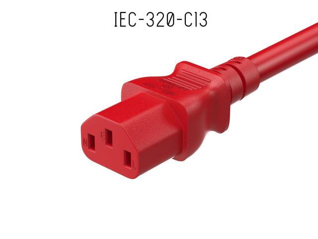 Cable Leader 10ft 18 AWG Universal Power Cord IEC320 C13 to NEMA 5-15P, Red