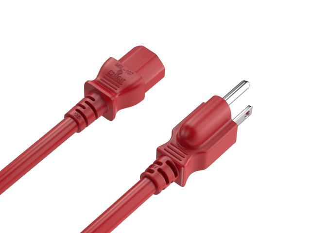 Cable Leader 10ft 18 AWG Universal Power Cord IEC320 C13 to NEMA 5-15P, Red