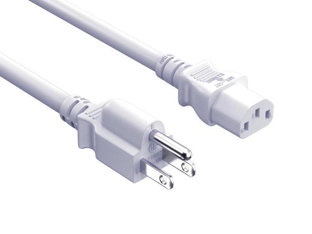 CableLeader 2ft 18 AWG Universal Power Cord IEC320 C13 to NEMA 5-15P, Extension Power Cord, Compatible with Computers, Monitors, Printers & TVs, White