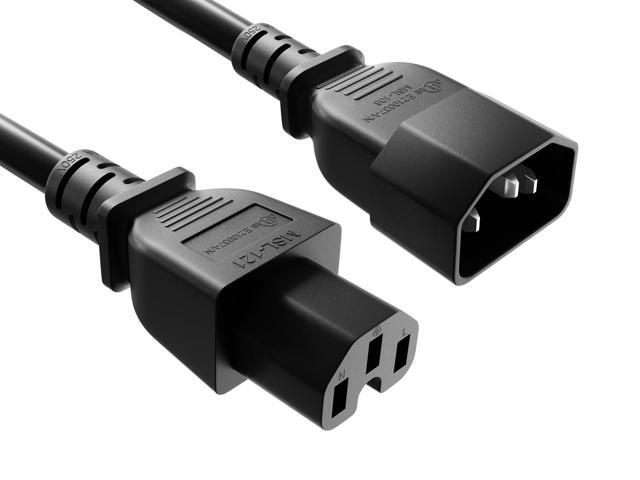 CableLeader 10ft IEC-60320 C14 to C15 PDU Server Power Cord 14AWG 15A/250V SJT, Black