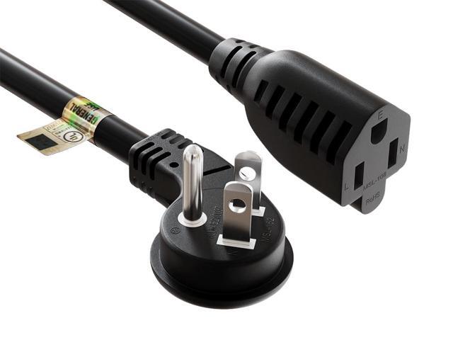 CableLeader 2ft Ultra Low Profile Power Extension Cord Cable NEMA 5-15P to NEMA 5-15R, UL Listed