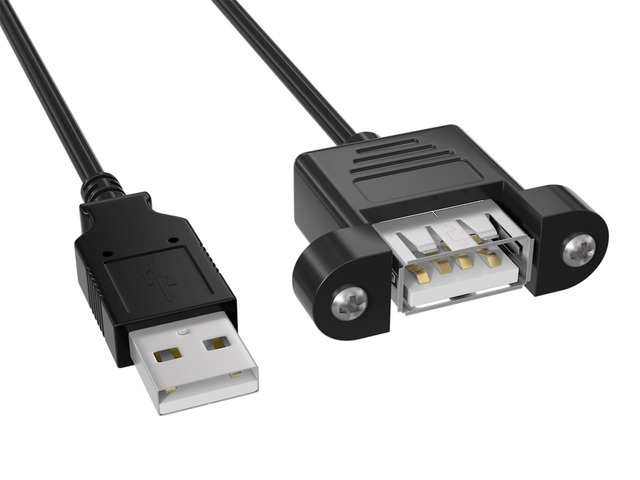 CableLeader 15ft USB 2.0 High-Speed Type A Male to Female Extension Cable with Panel-Mount and Screws, Compatible with Keyboard, Mouse, Flash...