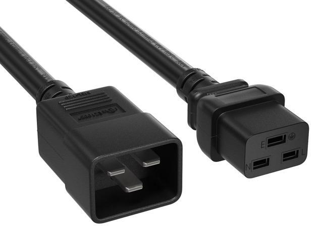 CableLeader 10ft 12 AWG Heavy Duty Power Cord IEC320 C20 to IEC320 C19, 20A 250V, Extension Cable for PDUs, UPS Systems & Servers, Black
