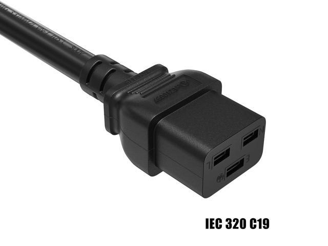 CableLeader 10ft 12 AWG Heavy Duty Power Cord IEC320 C20 to IEC320 C19, 20A 250V, Extension Cable for PDUs, UPS Systems & Servers, Black