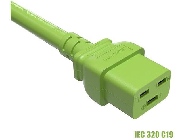 CableLeader 8ft 12 AWG Heavy Duty Power Cord IEC320 C20 to IEC320 C19, 20A 250V, Extension Cable for PDUs, UPS Systems & Servers, Green