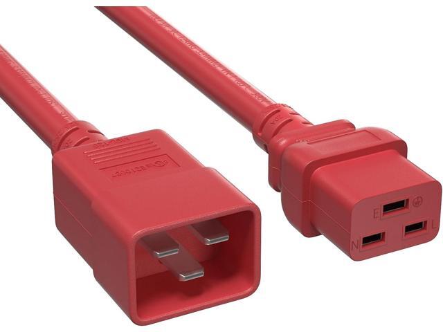 CableLeader 10ft 12 AWG Heavy Duty Power Cord IEC320 C20 to IEC320 C19, 20A 250V, Extension Cable for PDUs, UPS Systems & Servers, Red