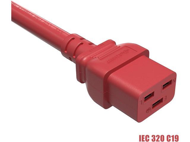 CableLeader 3ft 12 AWG Heavy Duty Power Cord IEC320 C20 to IEC320 C19, 20A 250V, Extension Cable for PDUs, UPS Systems & Servers, Red