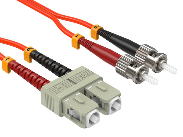 Cable Leader 2m(7ft) OM1 SC to ST Fiber Optic Patch Cable, Multimode Duplex 62.5/125, Corning, 1G/10G, OFNR, Orange