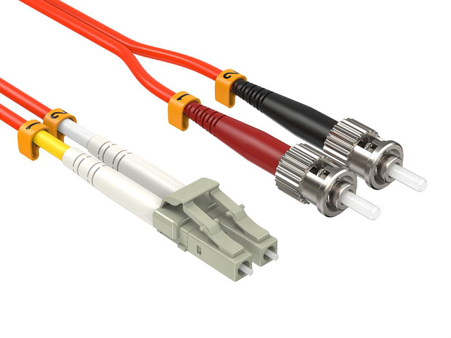 Cable Leader 3m(10ft) OM2 LC to ST Fiber Optic Patch Cable, Multimode Duplex 50/125, Corning, 1G/10G, OFNR, Orange