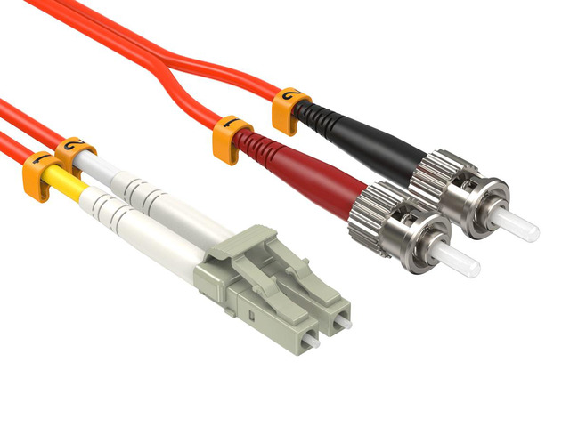 Cable Leader 15m(49ft) OM1 LC to ST Fiber Optic Patch Cable, Multimode Duplex 62.5/125, Corning, 1G/10G, OFNR, Orange