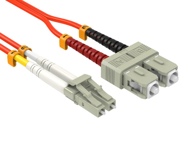 Cable Leader 3m(10ft) OM2 LC to SC Fiber Optic Patch Cable, Multimode Duplex 50/125, Corning, 1G/10G, OFNR, Orange