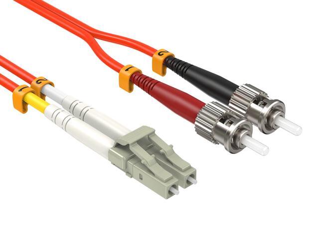 Cable Leader 2m(7ft) OM1 LC to ST Fiber Optic Patch Cable, Multimode Duplex 62.5/125, Corning, 1G/10G, OFNR, Orange