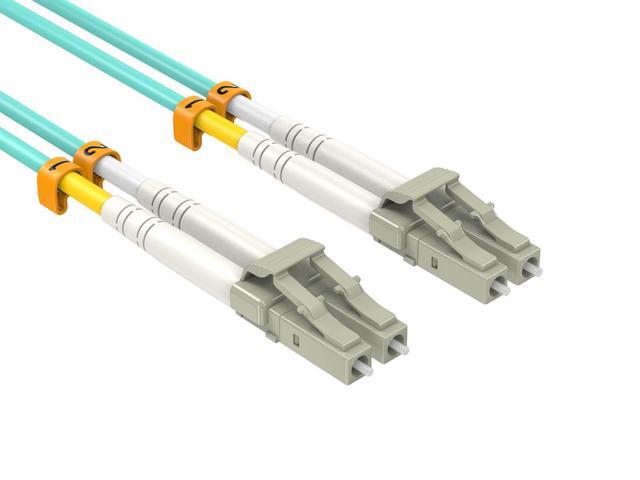 Cable Leader 4m(13ft) OM4 LC to LC Fiber Optic Patch Cable, Multimode Duplex 50/125, Corning, 10G/40G/100G, LSZH, Aqua