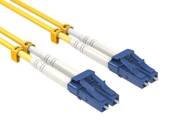 Cable Leader 25m(82ft) OS2 LC to LC Fiber Optic Patch Cable, Single-mode Duplex 9/125, Corning, 10G/100G LR, OFNR, Yellow