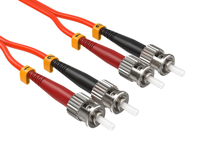 Cable Leader 3m(10ft) OM2 ST to ST Fiber Optic Patch Cable, Multimode Duplex 50/125, Corning, 1G/10G, OFNR, Orange