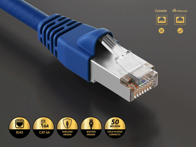 Cable Leader 7ft Cat6a Shielded Ethernet Cable / STP LAN Patch Cable, 10 Gigabit RJ45, 500MHz 24AWG Bare Copper F/UTP, Blue, for Data Center,...