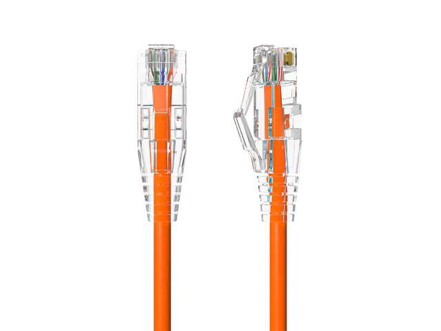 Cable Leader 6in Cat6a Ethernet Cable / Slim High Speed LAN Patch Cable, 10 Gigabit RJ45, 500MHz 28AWG Bare Copper UTP, Orange, for Patch Panel,...