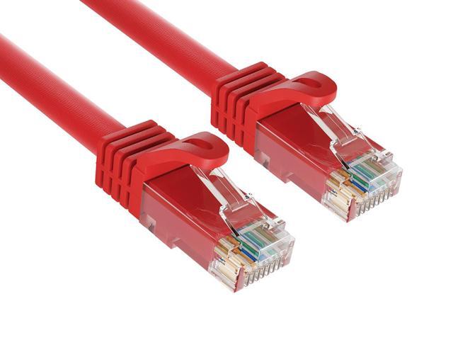 Cable Leader 7ft Cat6a Ethernet Cable / High Speed LAN Patch Cable, 10 Gigabit RJ45, 500MHz 24AWG Bare Copper UTP, Red, for Gaming, PS5, Xbox & PC