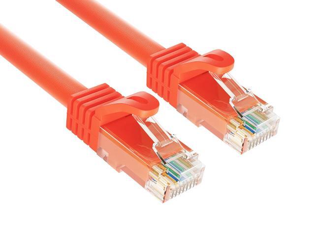 Cable Leader 1ft Cat6a Ethernet Cable / High Speed LAN Patch Cable, 10 Gigabit RJ45, 500MHz 24AWG Bare Copper UTP, Orange, for Gaming, PS5, Xbox & PC