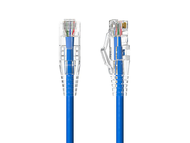 Cable Leader 2ft Cat6a Ethernet Cable / Slim High Speed LAN Patch Cable, 10 Gigabit RJ45, 500MHz 28AWG Bare Copper UTP, Blue, for Patch Panel,...
