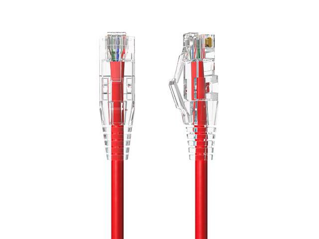 Cable Leader 1ft Cat6a Ethernet Cable / Slim High Speed LAN Patch Cable, 10 Gigabit RJ45, 500MHz 28AWG Bare Copper UTP, Red, for Patch Panel,...
