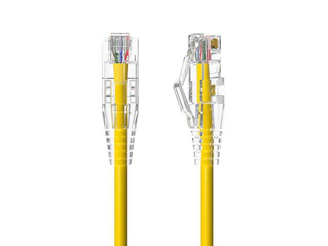 Cable Leader 5ft Cat6a Ethernet Cable / Slim High Speed LAN Patch Cable, 10 Gigabit RJ45, 500MHz 28AWG Bare Copper UTP, Yellow, for Patch Panel,...