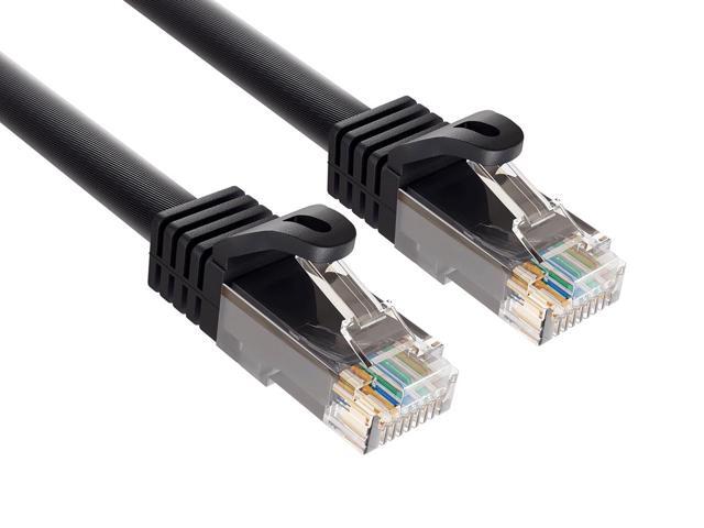 Cable Leader 12ft Cat6a Ethernet Cable / High Speed LAN Patch Cable, 10 Gigabit RJ45, 500MHz 24AWG Bare Copper UTP, Black, for Gaming, PS5, Xbox & PC