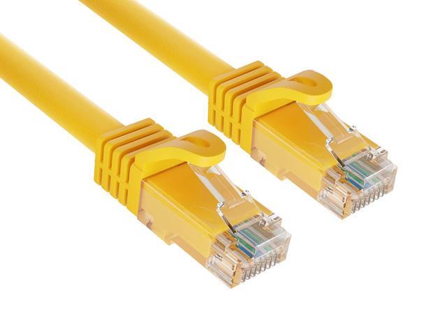 Cable Leader 15ft Cat6a Ethernet Cable / High Speed LAN Patch Cable, 10 Gigabit RJ45, 500MHz 24AWG Bare Copper UTP, Yellow, for Gaming, PS5, Xbox & PC