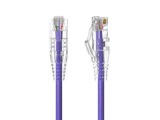 Cable Leader 25ft Cat6a Ethernet Cable / Slim High Speed LAN Patch Cable, 10 Gigabit RJ45, 500MHz 28AWG Bare Copper UTP, Purple, for Patch Panel,...