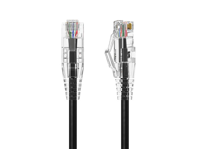Cable Leader 30ft Cat6a Ethernet Cable / Slim High Speed LAN Patch Cable, 10 Gigabit RJ45, 500MHz 28AWG Bare Copper UTP, Black, for Patch Panel,...