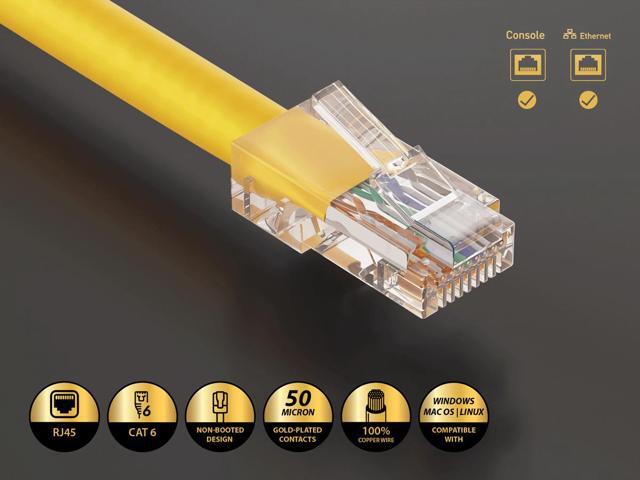Cable Leader 14ft Cat6 Non-Booted Ethernet Cable / LAN Patch Cable, 1 Gigabit RJ45, 550MHz 24AWG Bare Copper UTP, Yellow, for Patch Panel, Data...