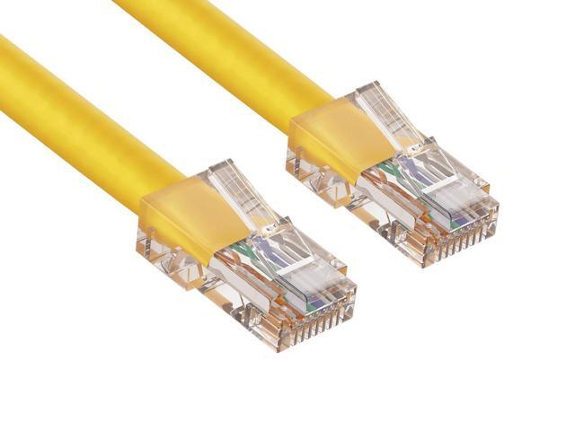 Cable Leader 100ft Cat6 Non-Booted Ethernet Cable / LAN Patch Cable, 1 Gigabit RJ45, 550MHz 24AWG Bare Copper UTP, Yellow, for Patch Panel, Data...