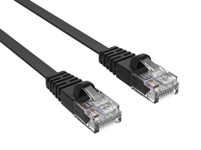 Cable Leader 25ft Cat6 Flat Ethernet Cable / Slim LAN Patch Cable, 1 Gigabit RJ45, 250MHz 32AWG UTP, Black, for Wall, Baseboard & Under Carpet