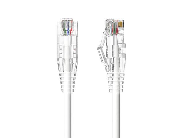 Cable Leader 10ft Cat6 Slim Ethernet Cable / Mini LAN Patch Cable, 1 Gigabit RJ45, 250MHz 28AWG Bare Copper UTP, White, for Patch Panel, Wall &...