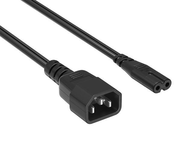 Cable Leader 3ft IEC C14 to IEC C7 Notebook Power Cord, 18 AWG, Black - Figure-8 AC Cord for Laptop, Printer & Electronics