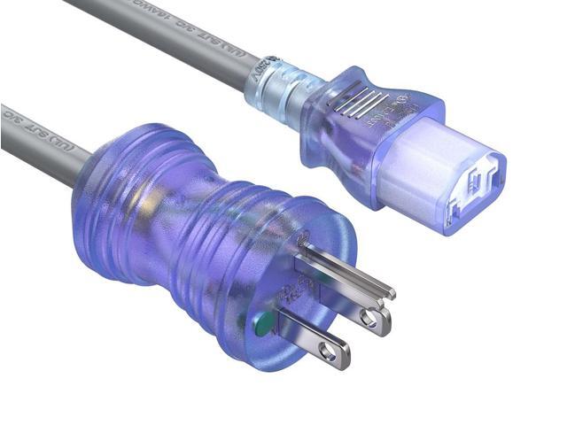 Cable Leader 10ft NEMA 5-15P to C13 Power Cord, 16 AWG SJT 13A/125V, Gray - PC, Monitor & Computer AC Power Cord, UL Listed