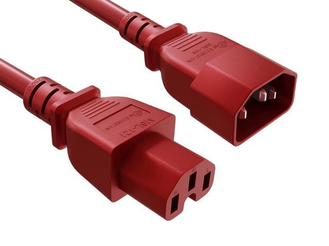 Cable Leader 7ft IEC C14 to C15 Heavy Duty PDU Power Cord, 14 AWG SJT 15A/250V, Red - Server Rack Jumper Cable for Network Switches & Hot...