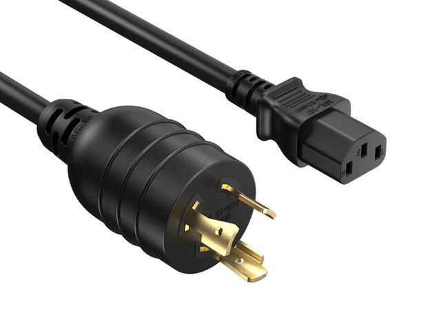 Cable Leader 12ft NEMA L5-20P to C13 Locking Power Cord, 14 AWG SJT 15A/125V, Black - Twist-Lock Server & PDU Power Cable, UL Listed