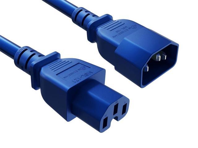 Cable Leader 15ft IEC C14 to C15 Heavy Duty PDU Power Cord, 14 AWG SJT 15A/250V, Blue - Server Rack Jumper Cable for Network Switches & Hot...
