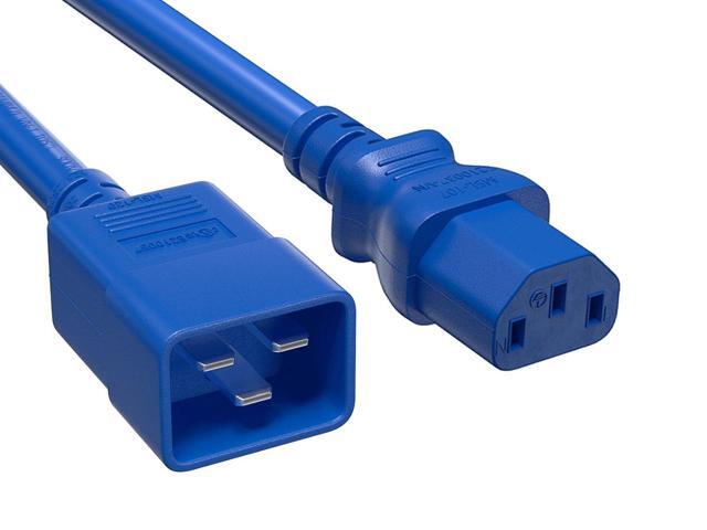 Cable Leader 5ft C20 to C13 Power Cord, 14AWG, 15A/250V, SJT, Blue, UL Listed, for Server, PDU & Data Center
