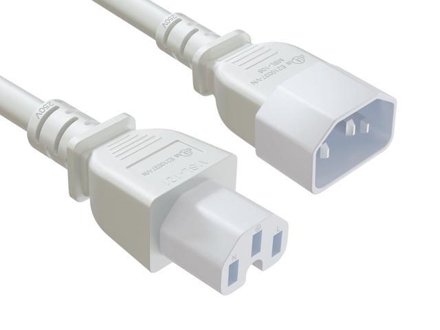 Cable Leader 1ft IEC C14 to C15 Heavy Duty PDU Power Cord, 14 AWG SJT 15A/250V, White - Server Rack Jumper Cable for Network Switches & Hot...