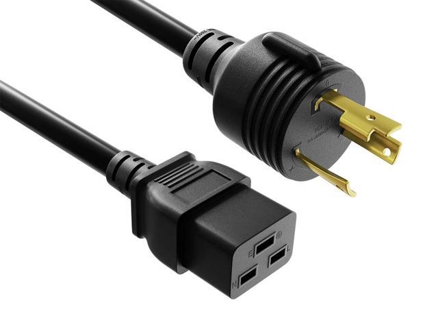 Cable Leader 12ft NEMA L6-30P to C19 Locking Power Cord, 12 AWG SJT 10A/125V, Black - Twist-Lock Server & PDU Power Cable, UL Listed