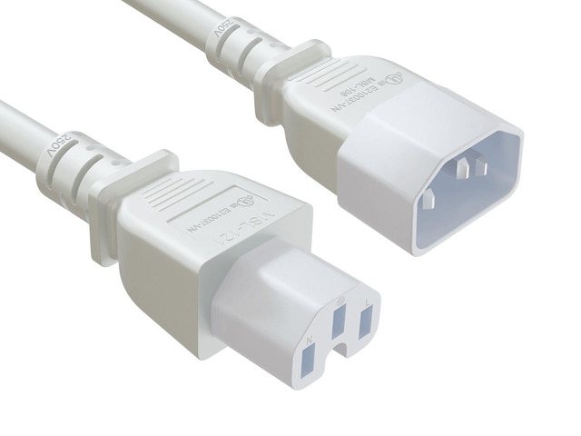 Cable Leader 5ft IEC C14 to C15 Heavy Duty PDU Power Cord, 14 AWG SJT 15A/250V, White - Server Rack Jumper Cable for Network Switches & Hot...