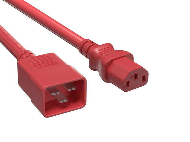 Cable Leader 8ft IEC C20 to C13 Heavy Duty Power Extension Cord, 14 AWG SJT 15A/250V, Red - Server Rack PDU Jumper Extension Cable, IEC 60320, UL...
