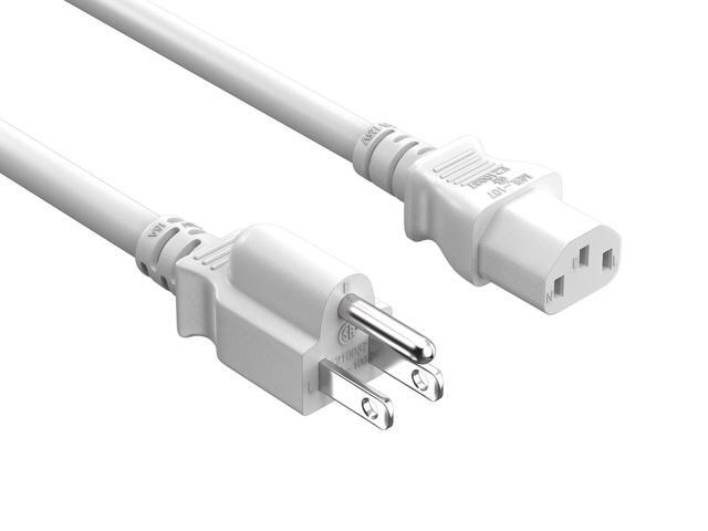 Cable Leader 2ft NEMA 5-15P to C13 Heavy Duty Power Cord, 14 AWG SJT 15A/125V, White - PC, Monitor & Computer AC Power Cord, UL Listed